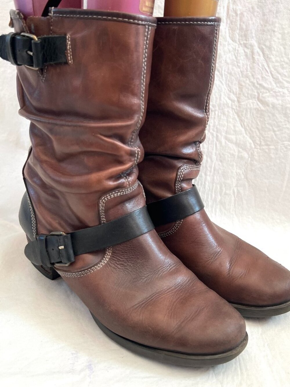 Pikolinos boots Le Mans EU 40 US womens 9 9.5 brown boot scrunched mid calf moto